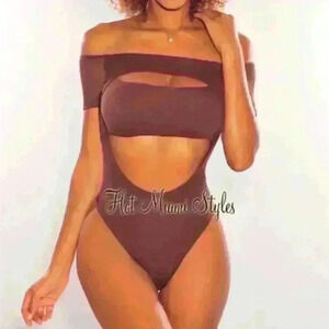 Brown cut out bodysuit